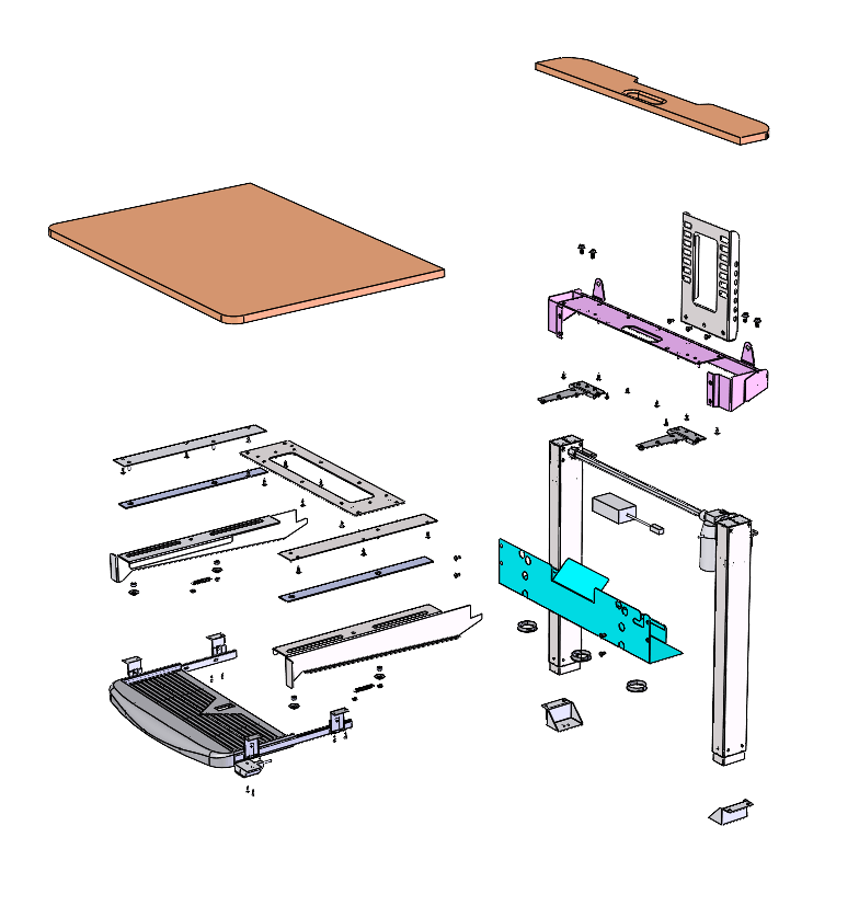 Computer Desk Workstation Customisation Exploded View Mechanical Design Case Study: Concealed Home Office | C2S