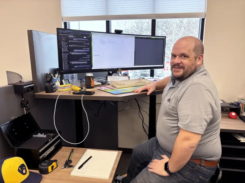 C2S-Mechanical-Engineering-CAD-Design-Workstation C2S mechanical designer using CAD software at a workstation to develop precision mechanical assemblies and custom-machined parts.